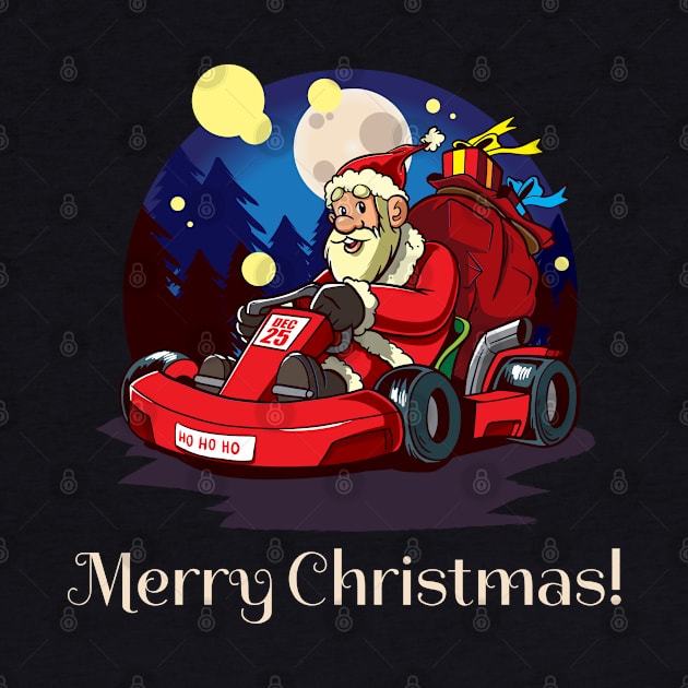 Go Kart Santa Merry Christmas by Design Seventytwo